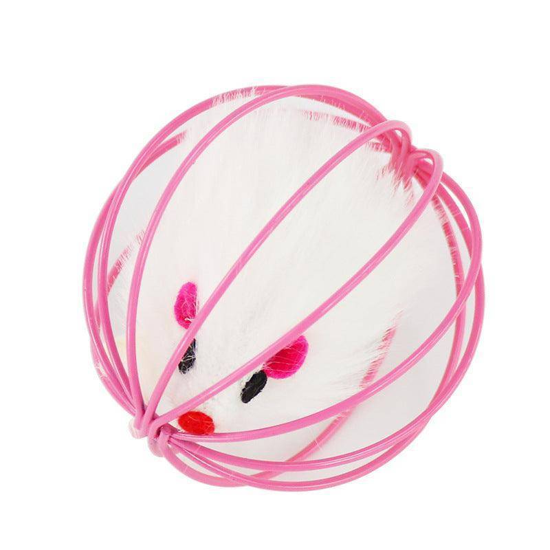 Interactive Plush Cage Mouse Cat Toy - Durable, Colorful, and Safe Entertainment for Cats