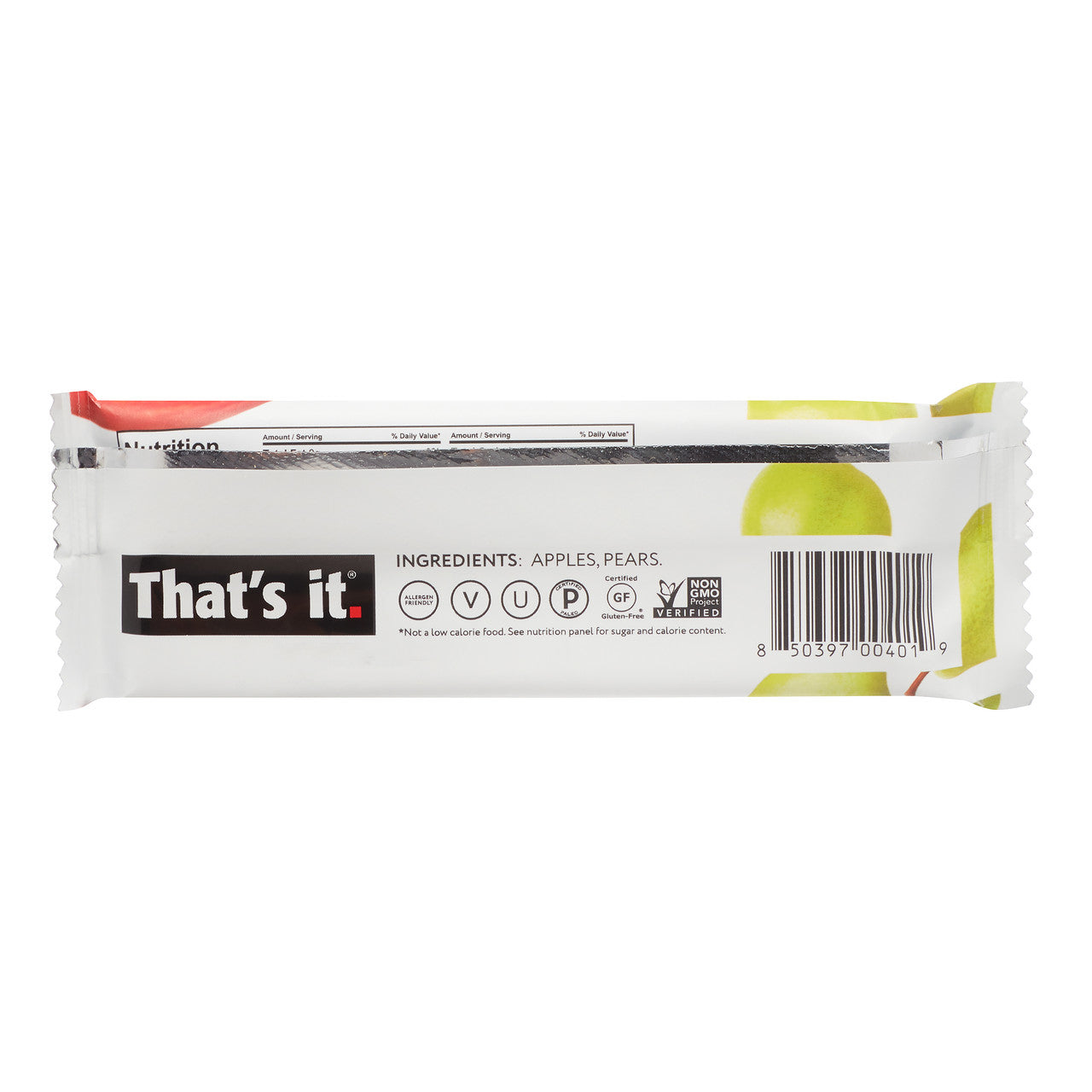 That’s It Apple + Pear Fruit Bar (12 x 1.2 oz) | 100% Real Fruit, High Fiber, No Added Sugar, Gluten-Free Snack