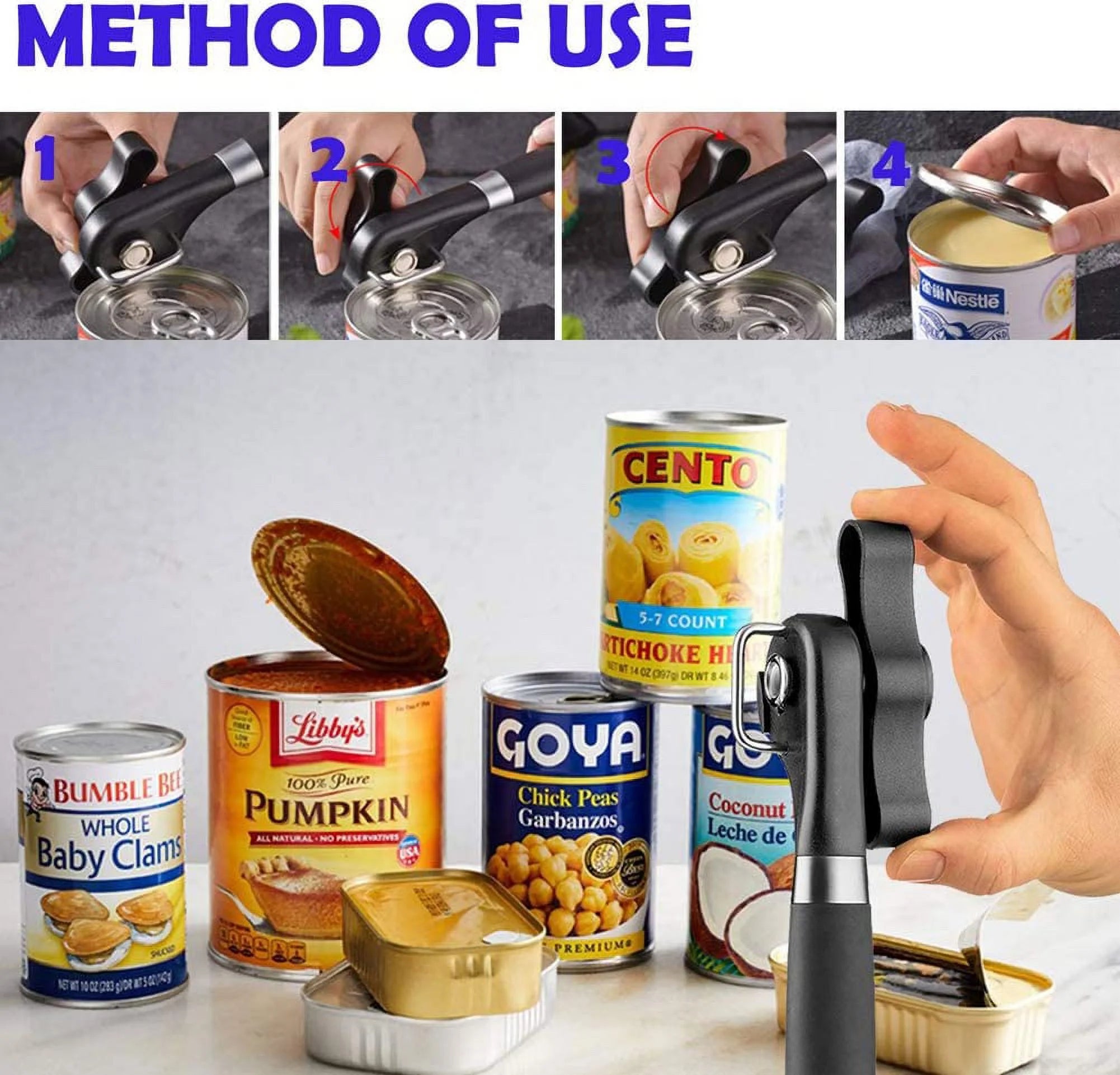 Cowin Can Opener Manual Cutting Can Opener Safe Smooth Edge Stainless Steel Ergonomic Can Opener Kitchen Restaurant