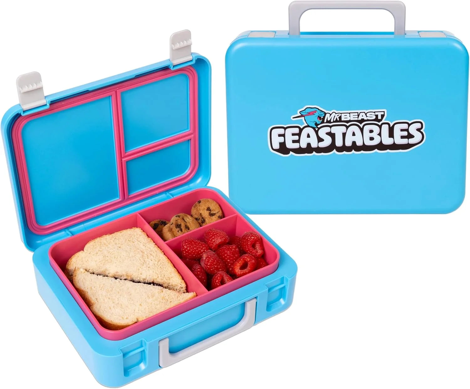Mrbeast Feastables World'S Coolest Collectible Lunch Box, Bpa-Free, Blue/Pink
