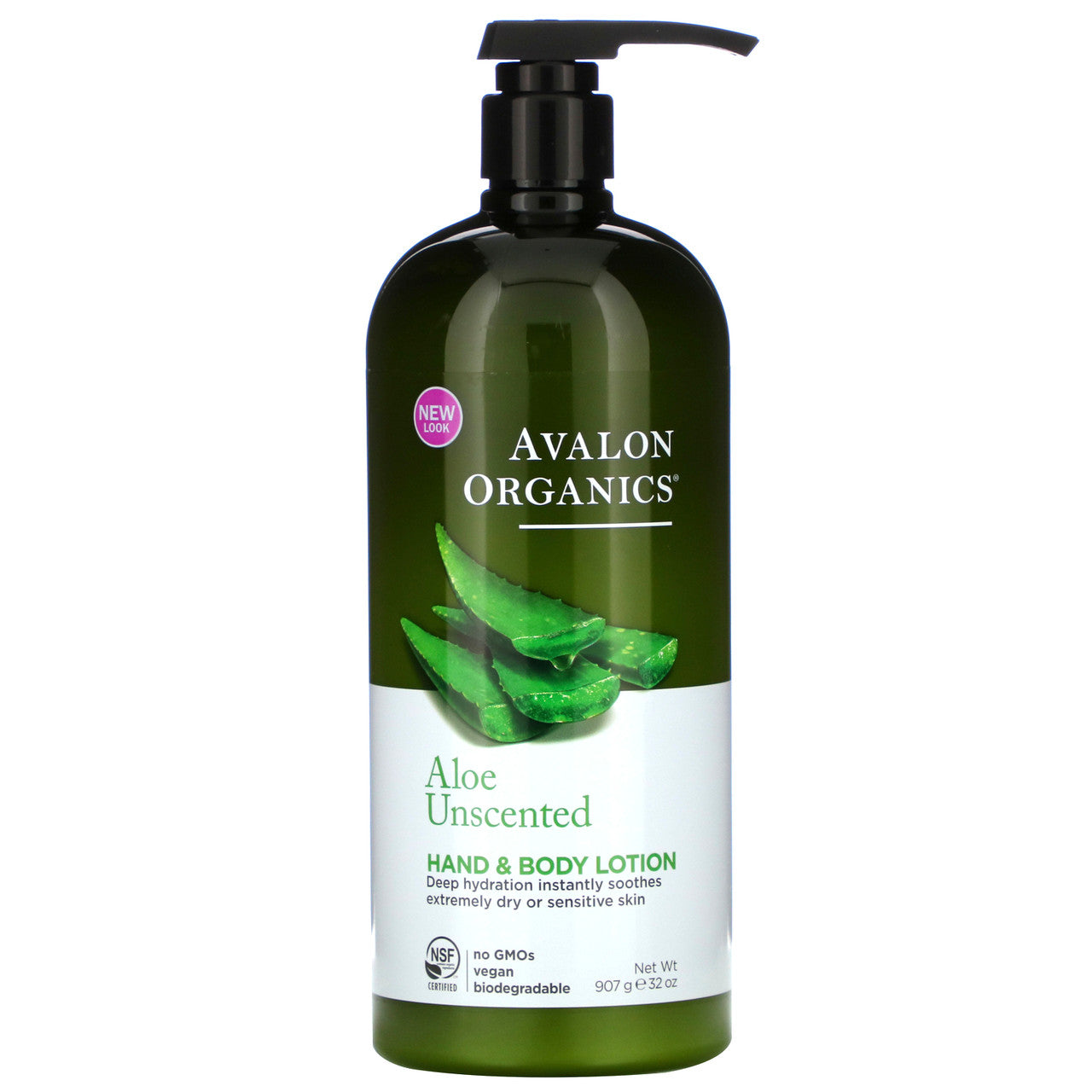 Avalon Organics Unscented Hand & Body Lotion – Fragrance Free Organic Moisturizer with Aloe for Sensitive Skin, 32 oz
