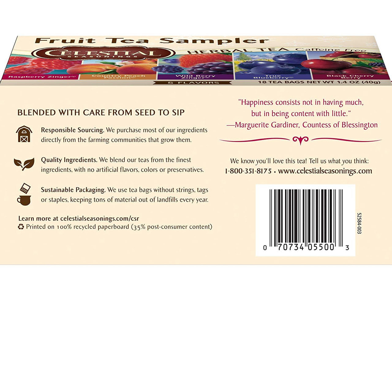 Celestial Seasonings Fruit Tea Sampler – Herbal Caffeine-Free Tea Variety Pack (6x18 Bags)