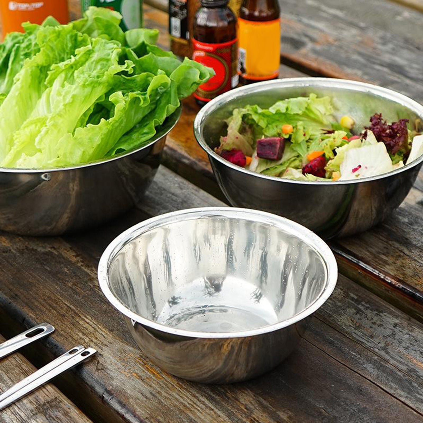 Stainless Steel Mixing Bowl Set Metal Nesting Bowls Space Saving Storage