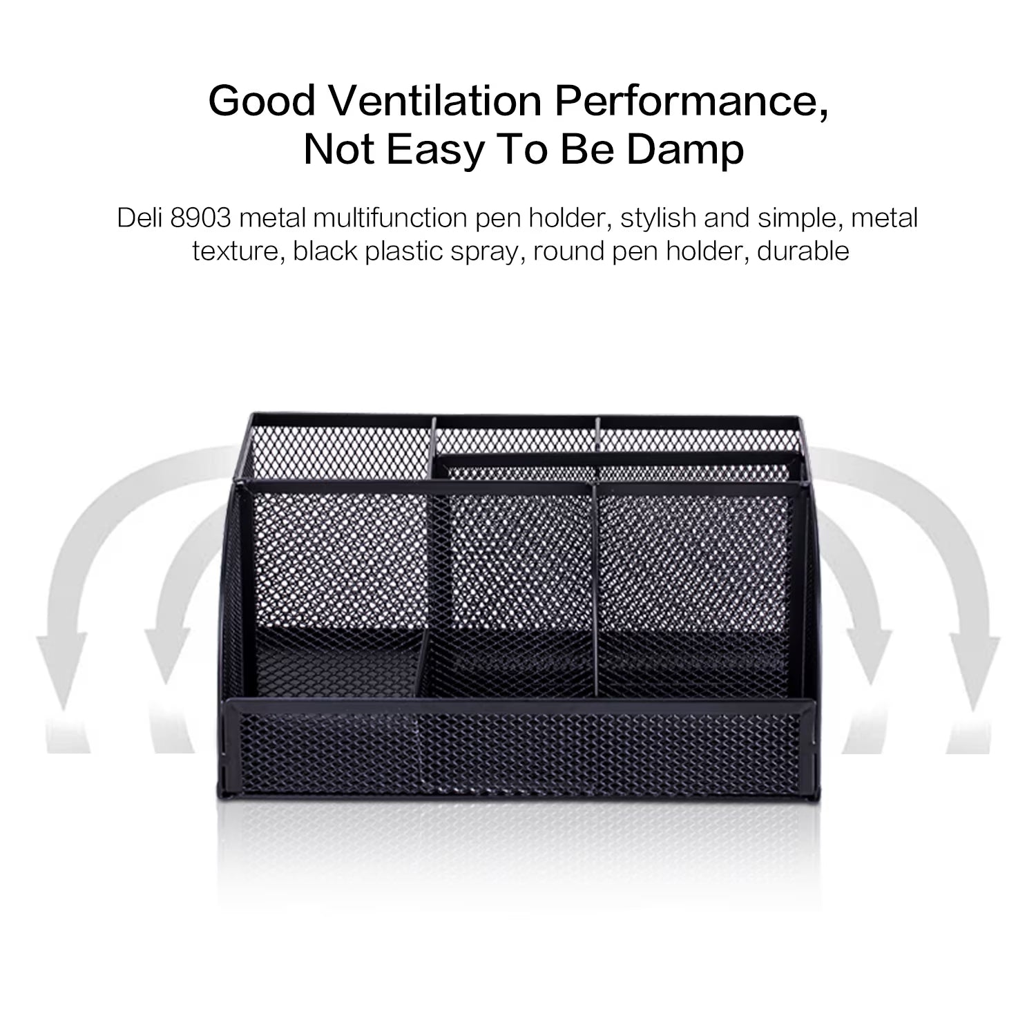 Deli Mesh Desktop Organizer Office Supplies, 7 Compartments, Black
