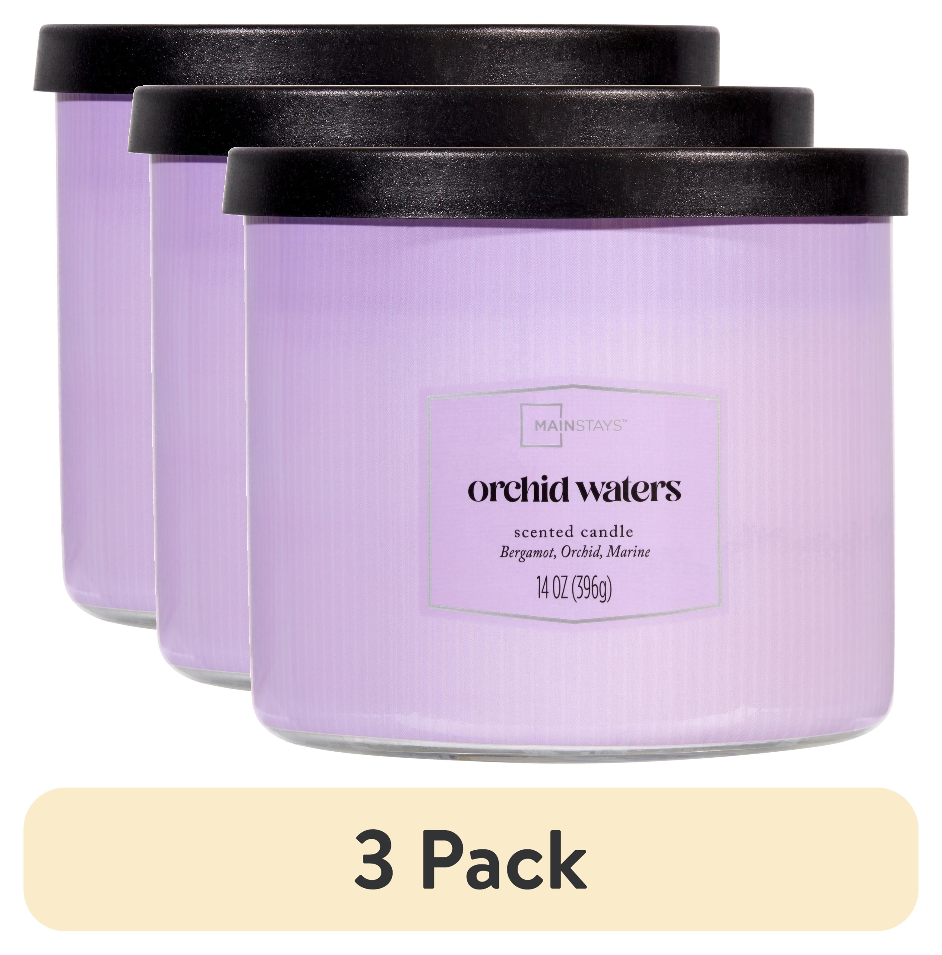 Mainstays 3 Wick Textured Wrapped Orchid Water Candle, 14 Ounce