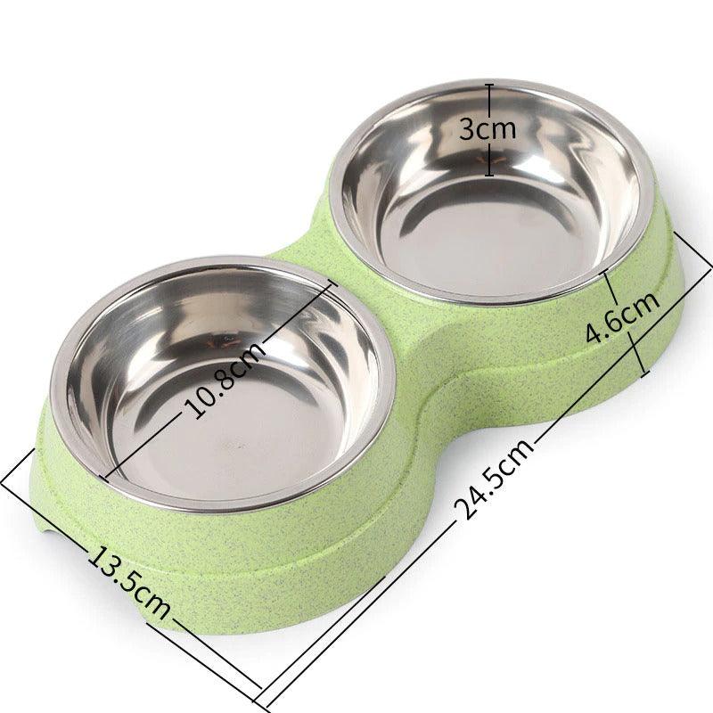 Premium Stainless Steel Double Pet Bowl Set for Cats & Dogs - Elegant & Durable Feeder