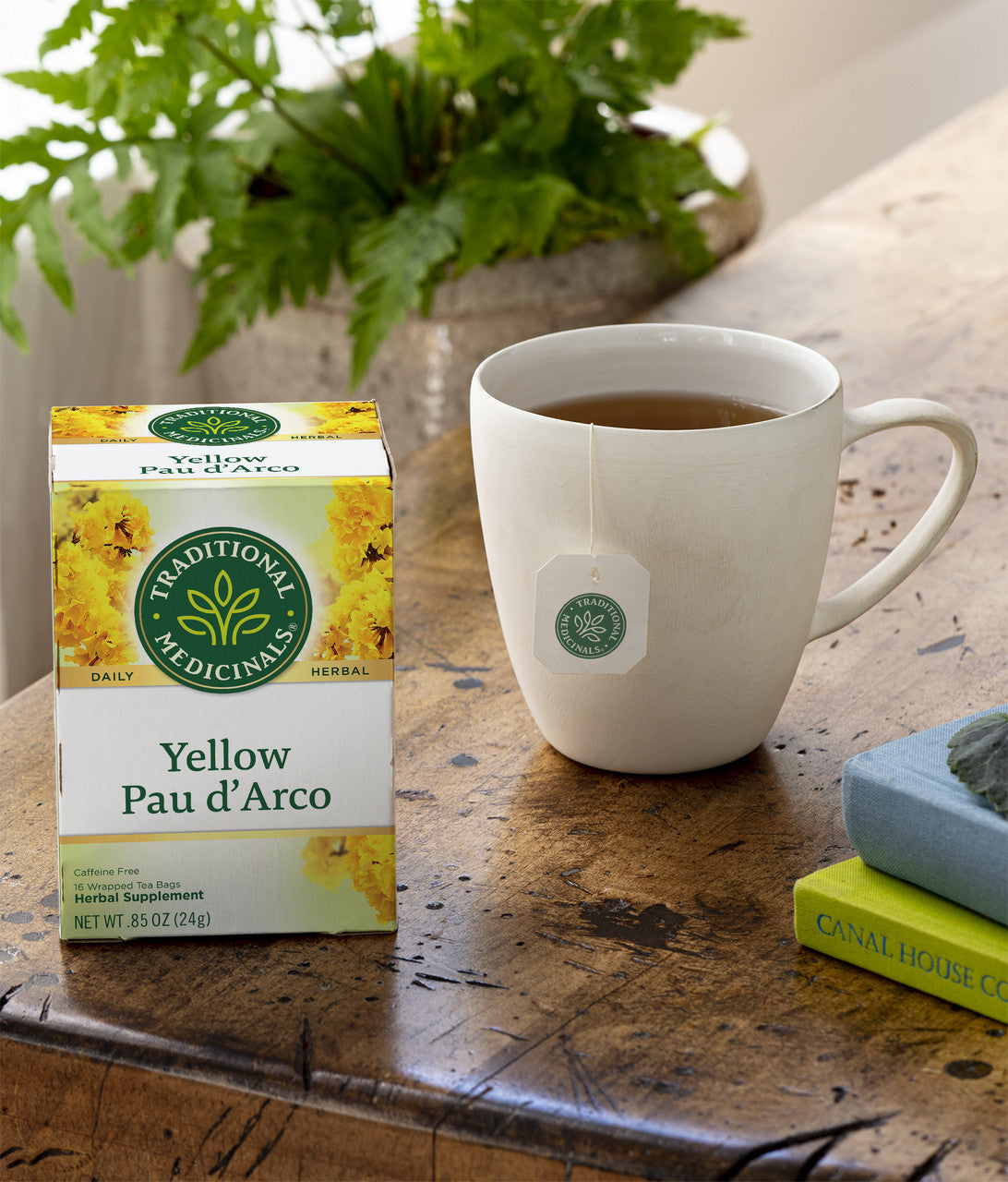 Traditional Medicinals Organic Pau D’Arco Herbal Tea – Yellow Pau D’Arco Caffeine-Free Tea (6x16 Bags)