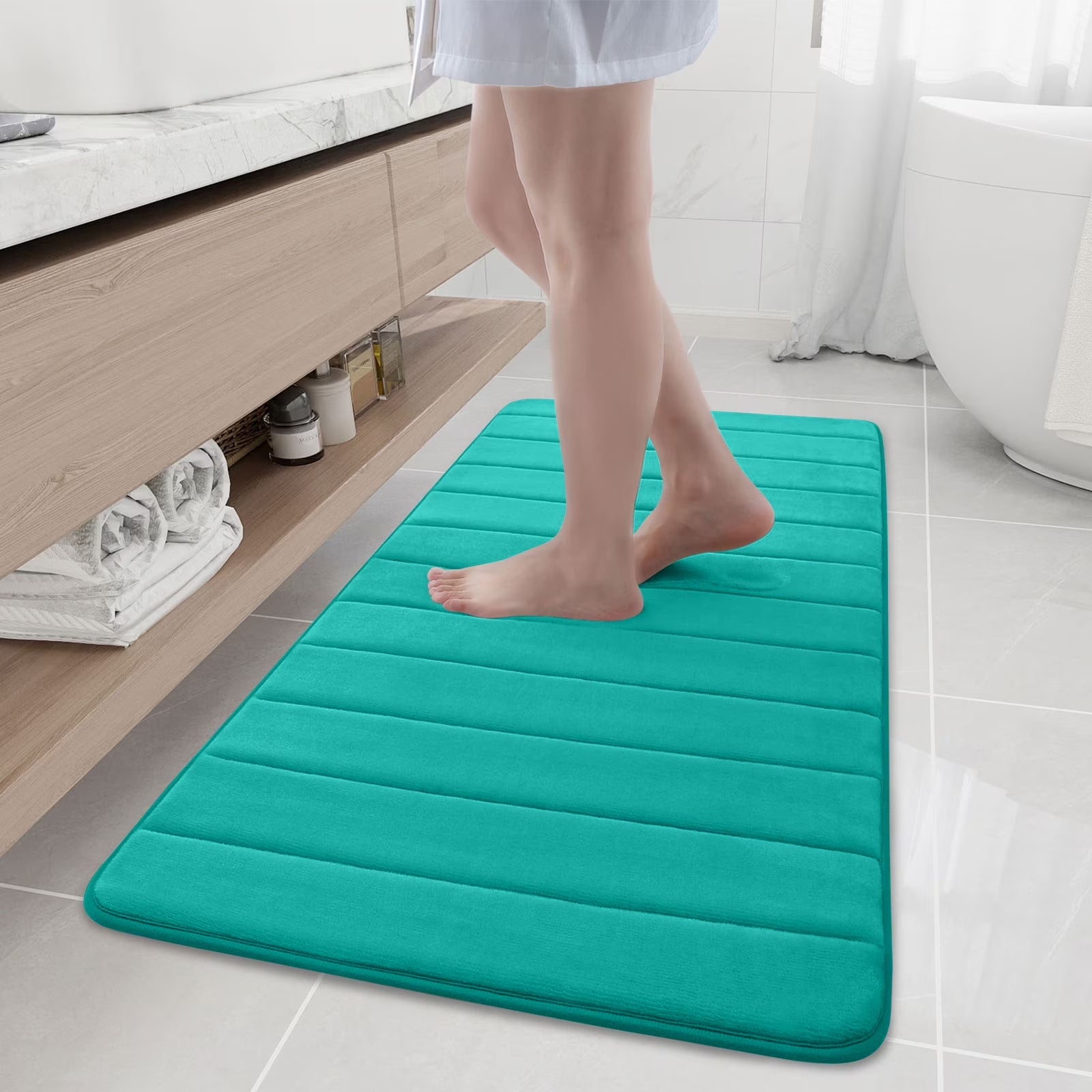 Buganda Memory Foam Bath Mats Soft Absorbent Bathroom Rugs 20" X 30", Black