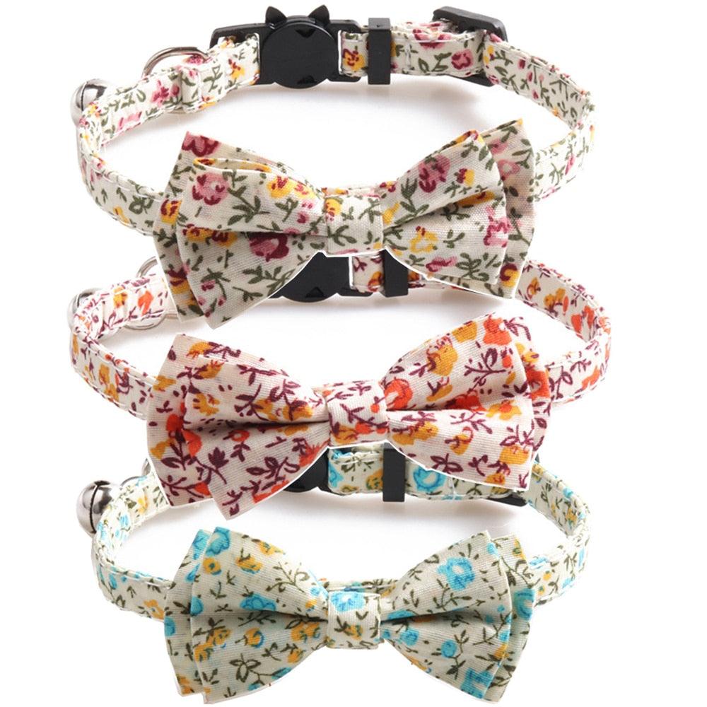 Luxury Soft Cotton Adjustable Cat Collar with Bow Tie - Comfortable & Stylish Pet Accessory