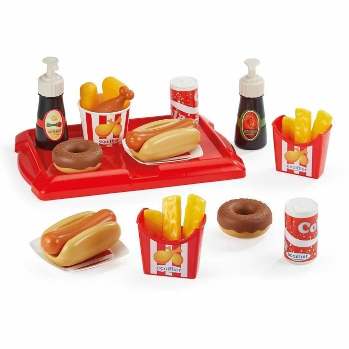 Ecoiffier Delicious Play Food Set for Kids - Pretend Fast Food Toys for Age 3+ 