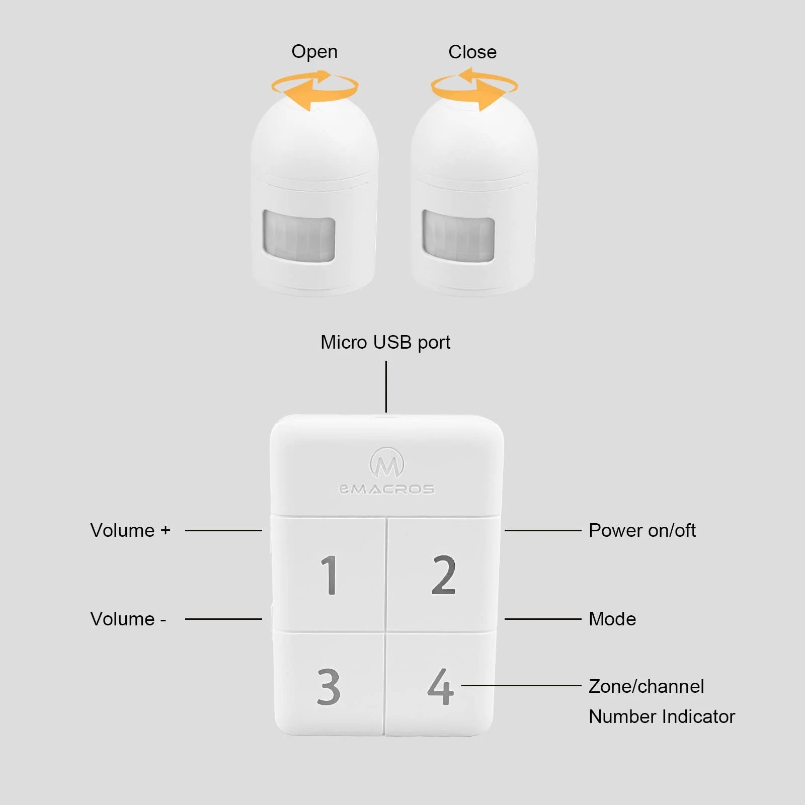 Emacros, 500 FT Range Security Household Sensors & Alarms 2 Count