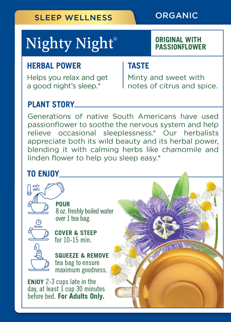 Traditional Medicinals Organic Nighty Night Tea – Sleep & Relaxation Herbal Tea (6x16 Bags)