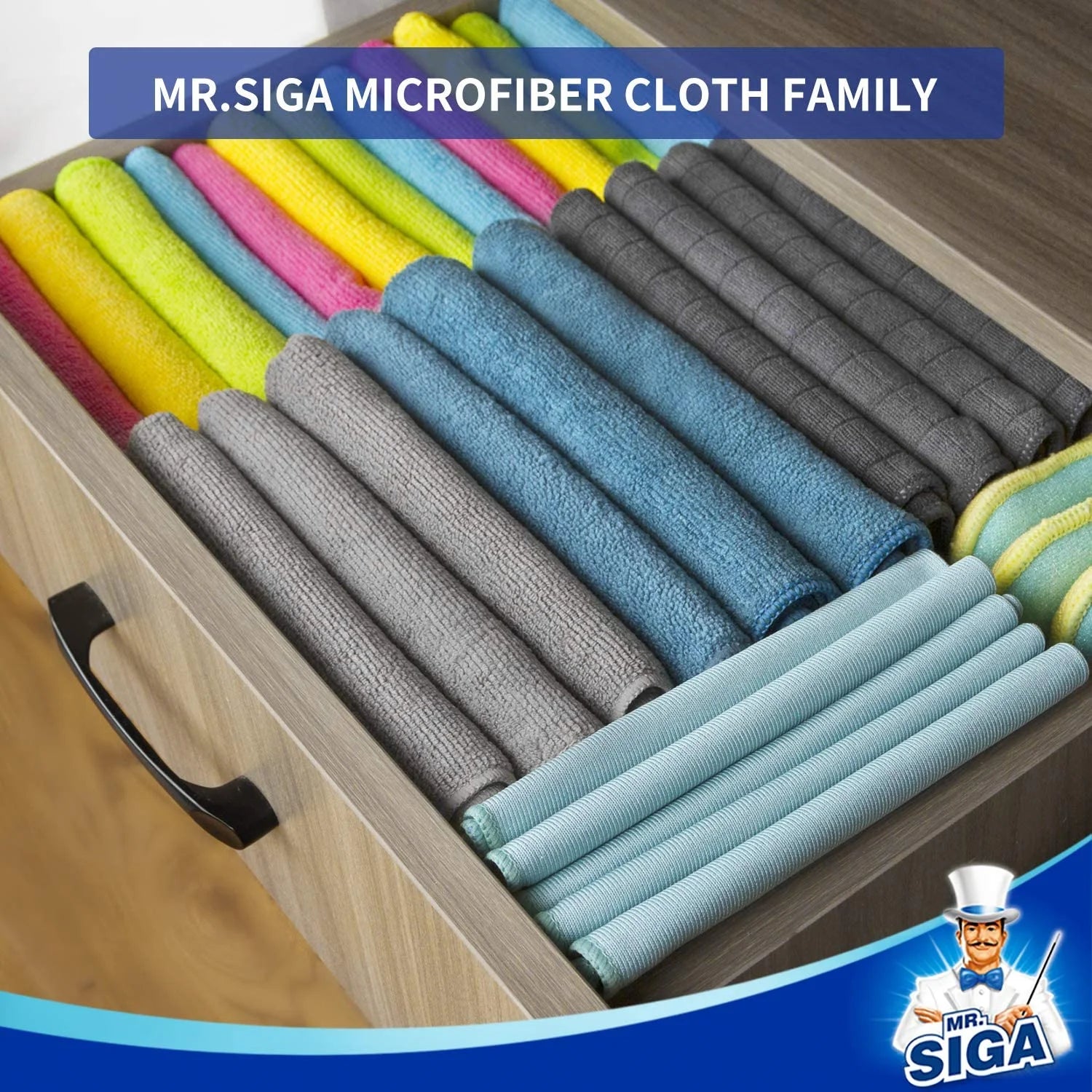 MR.SIGA Microfiber Cleaning Cloth for Kitchen, Household & Car Cleaning, Pack of 12, Size: 12.6" X 12.6"