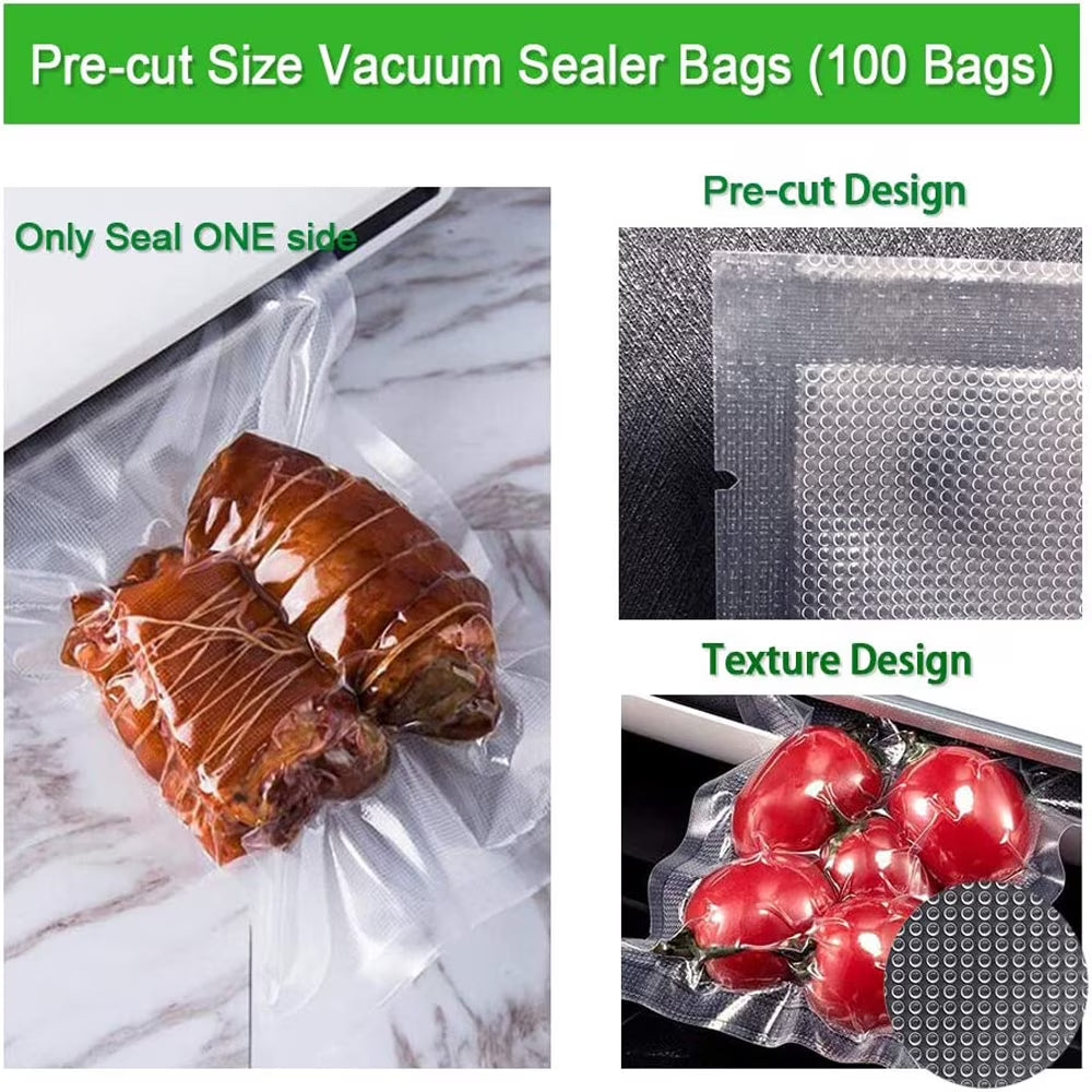 Boxlegend 10" X 13" X 100 Count Pre-Cut Food Vacuum Sealer Bags Food Saver Bags, Clear