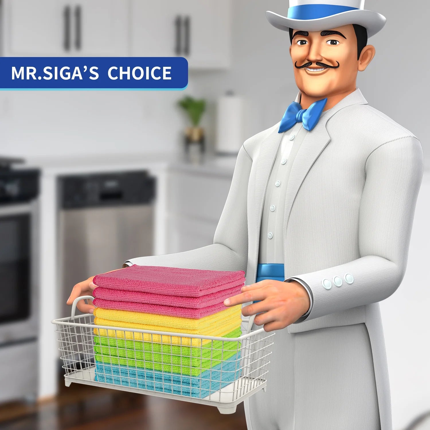 MR.SIGA Microfiber Cleaning Cloth for Kitchen, Household & Car Cleaning, Pack of 12, Size: 12.6" X 12.6"