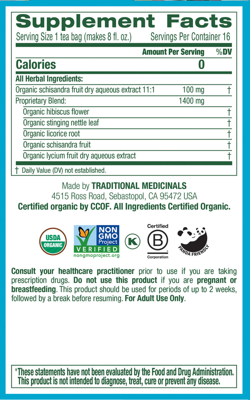 Traditional Medicinals Organic Everyday Detox Herbal Tea with Schisandra Berry – Liver & Kidney Support (6x16 Bags)