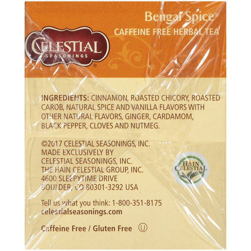 Celestial Seasonings Bengal Spice Herbal Tea – Caffeine-Free Chai Inspired Blend (6x20 Bags)
