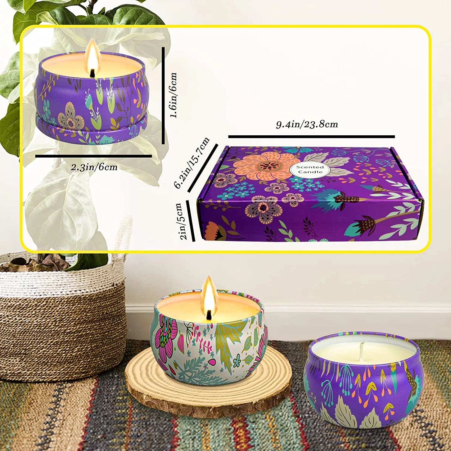 OSHINE 6-PACK Scented Candles Gift Set 100% Soy Aromatherapy Wax with Strongly Fragrance Essential Oils 2.5 Oz Stress Relief for Halloween,Christmas,Mother'S Day Gift,Valentine'S Day,Birthday,Wedding