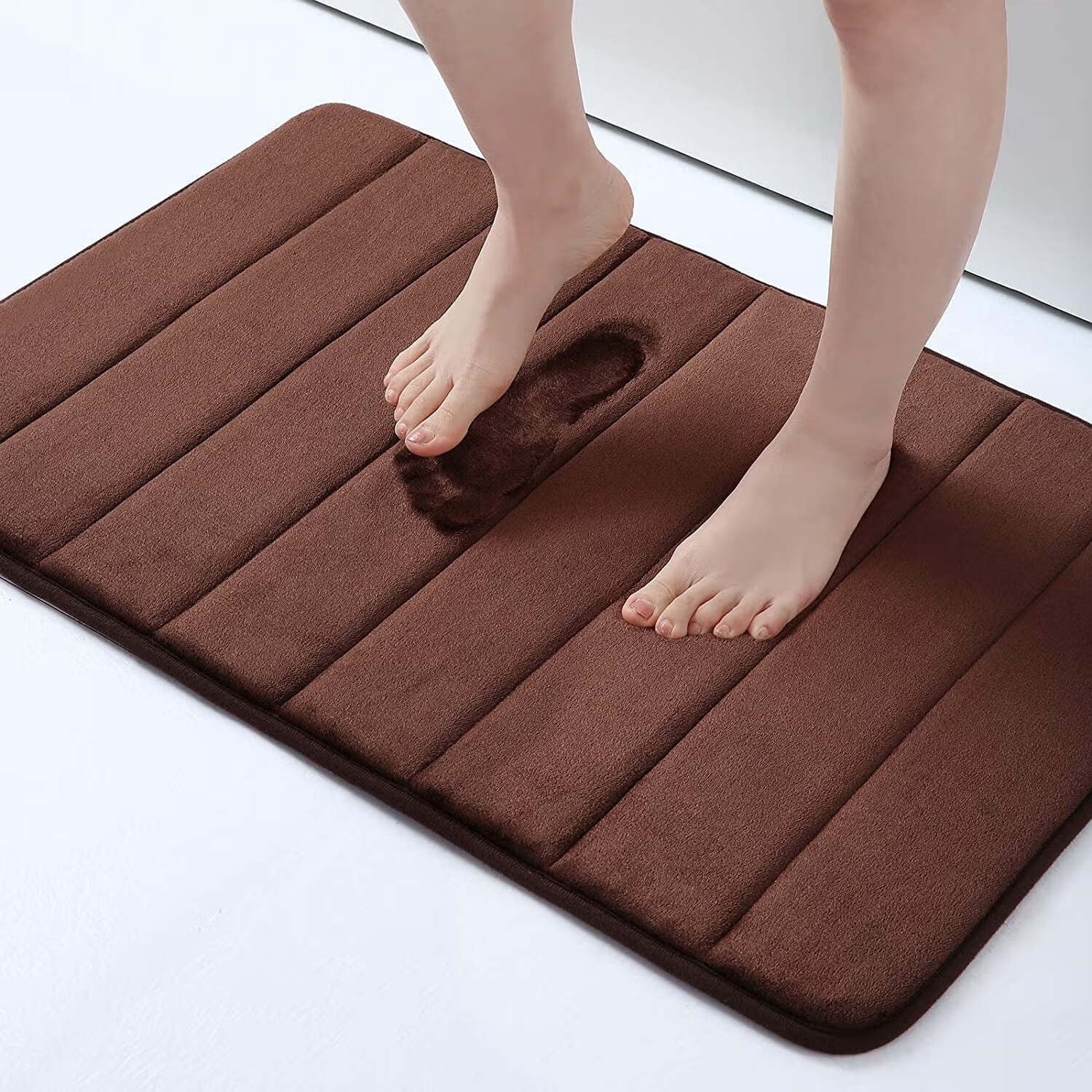 ZOUYUE Navy Blue Memory Foam Bath Rug, 16" X 24", Non-Slip