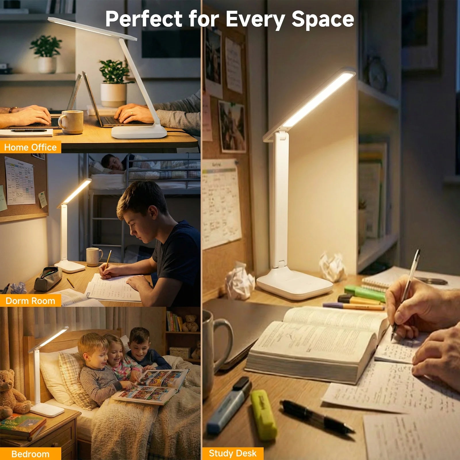 NOYAFA LED Desk Lamp, 3 Lighting Modes Dimmable, Eye-Caring with USB Port, for Home Office Study