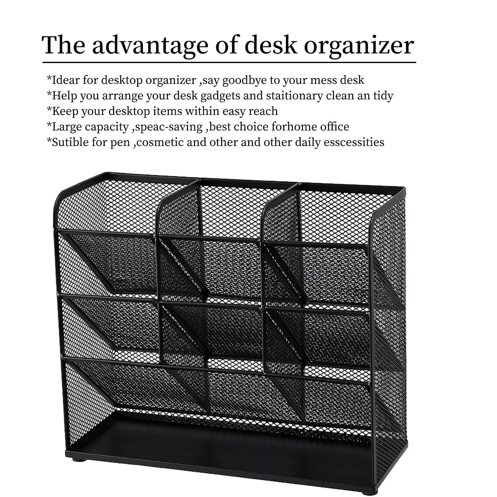Marbrasse Desk Pen Organizer，Office Desktop Organizer Collection， Multi-Functional Pen Holder, 1 Pack