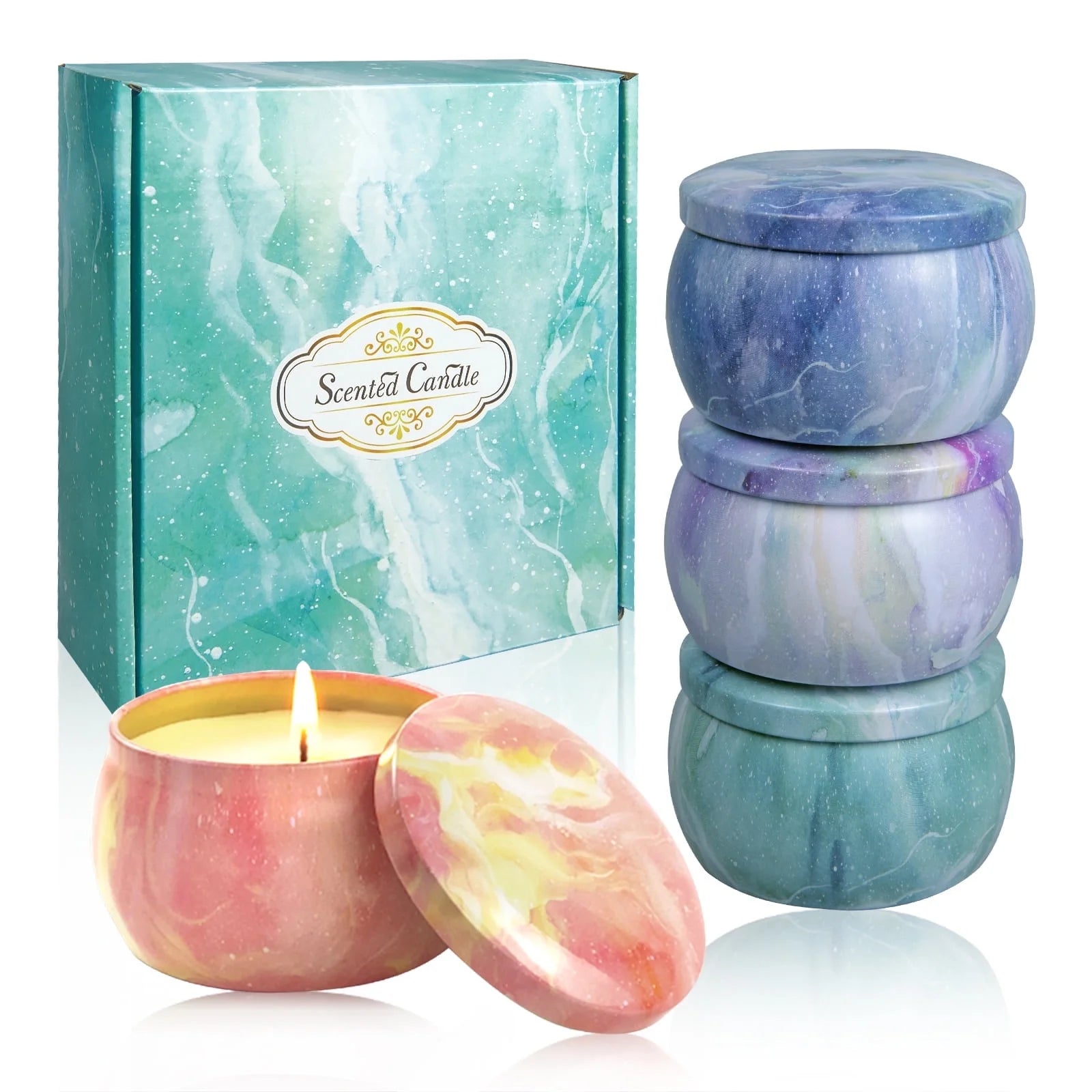 OSHINE 6-PACK Scented Candles Gift Set 100% Soy Aromatherapy Wax with Strongly Fragrance Essential Oils 2.5 Oz Stress Relief for Halloween,Christmas,Mother'S Day Gift,Valentine'S Day,Birthday,Wedding