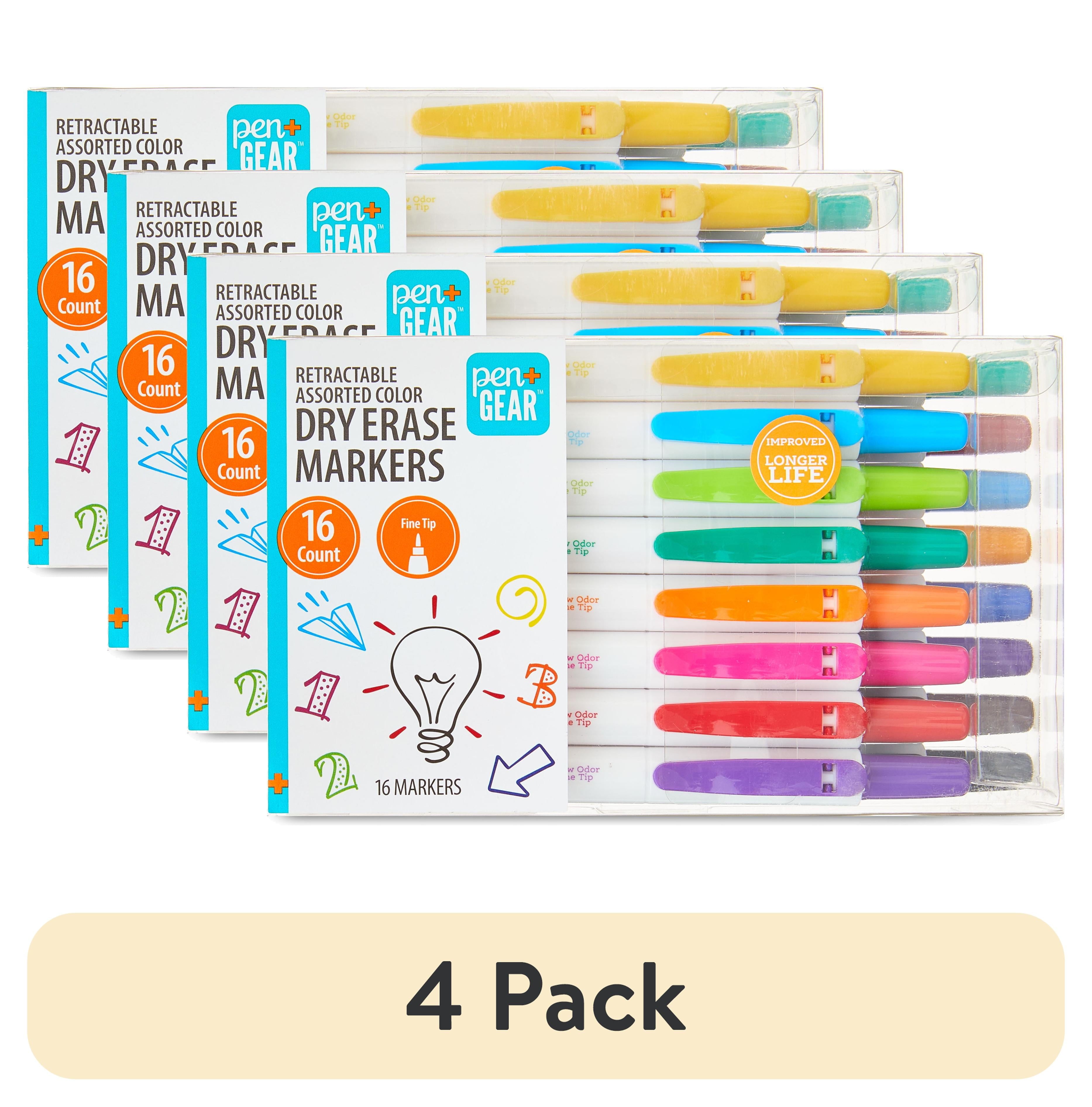 Pen+Gear Low-Odor Retractable Dry Erase Markers, Fine Point, Muti Colors, 16 Count
