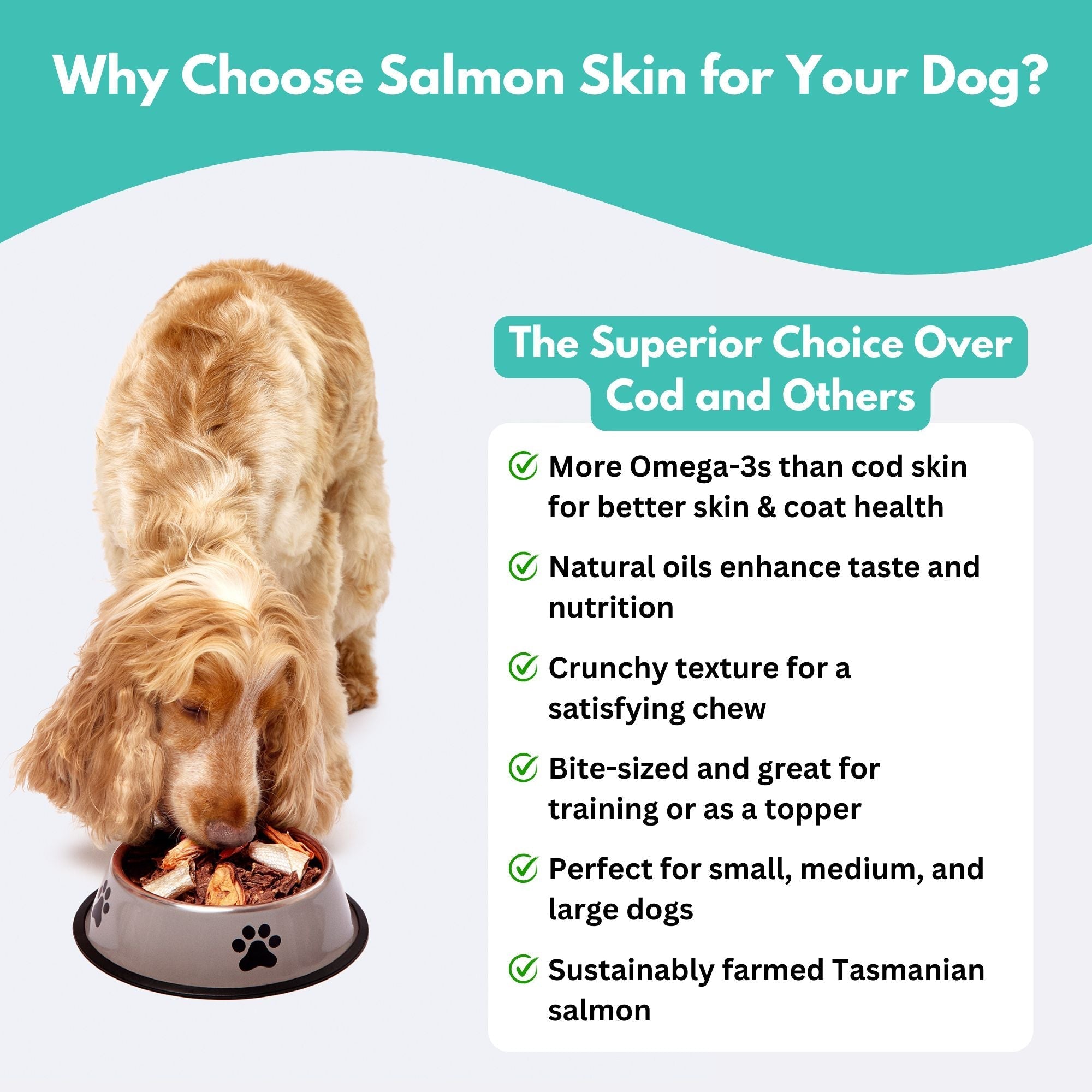 Omega-3 Rich Australian Salmon Skin Dog Treats for Healthy Coat & Joints 