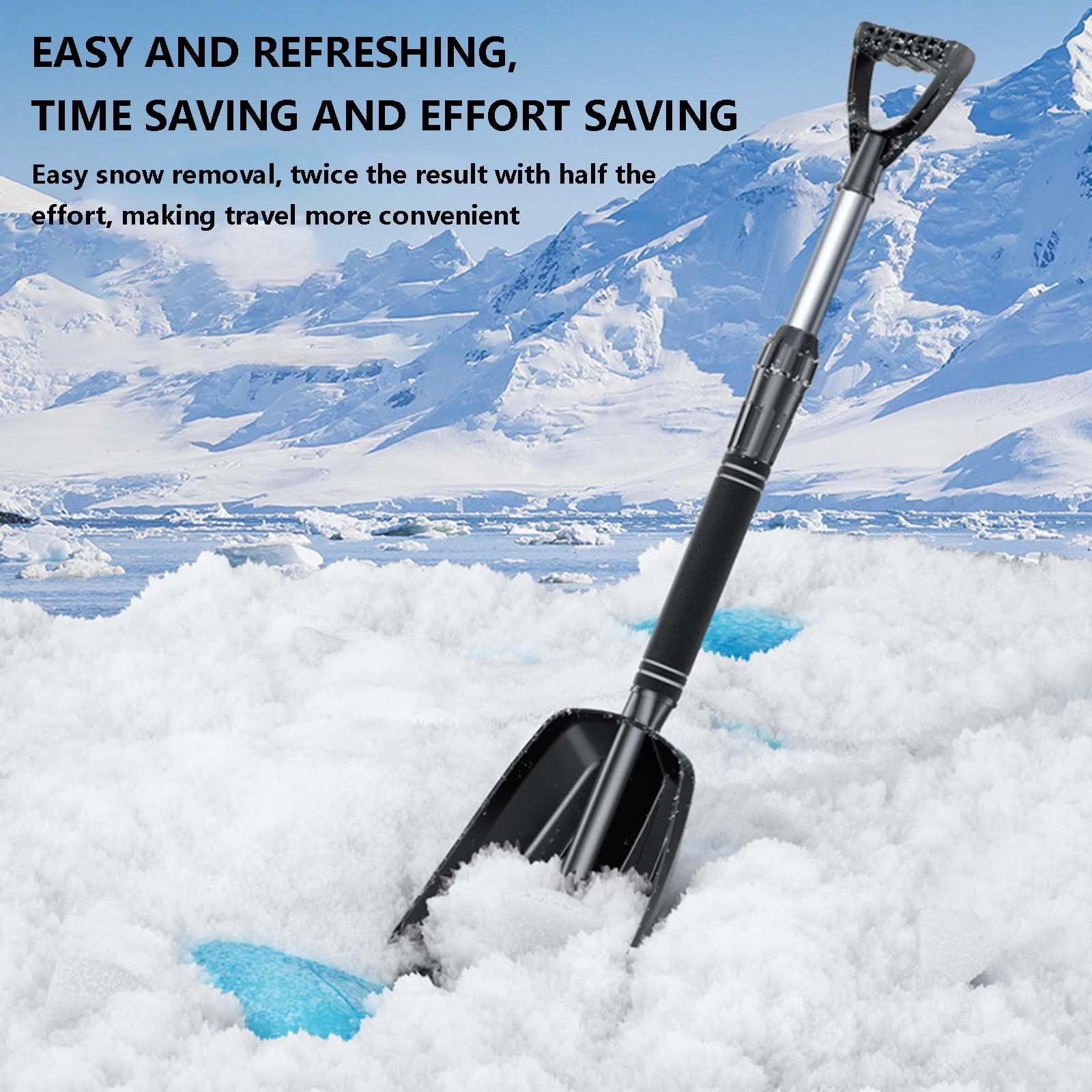 KQJQS Winter Snow Removal Shovel with Detachable Installation Snow Shovel Set, Thickened and Enlarged Snow Removal Push Snow Shovel, Car Mounted Snow Shovel