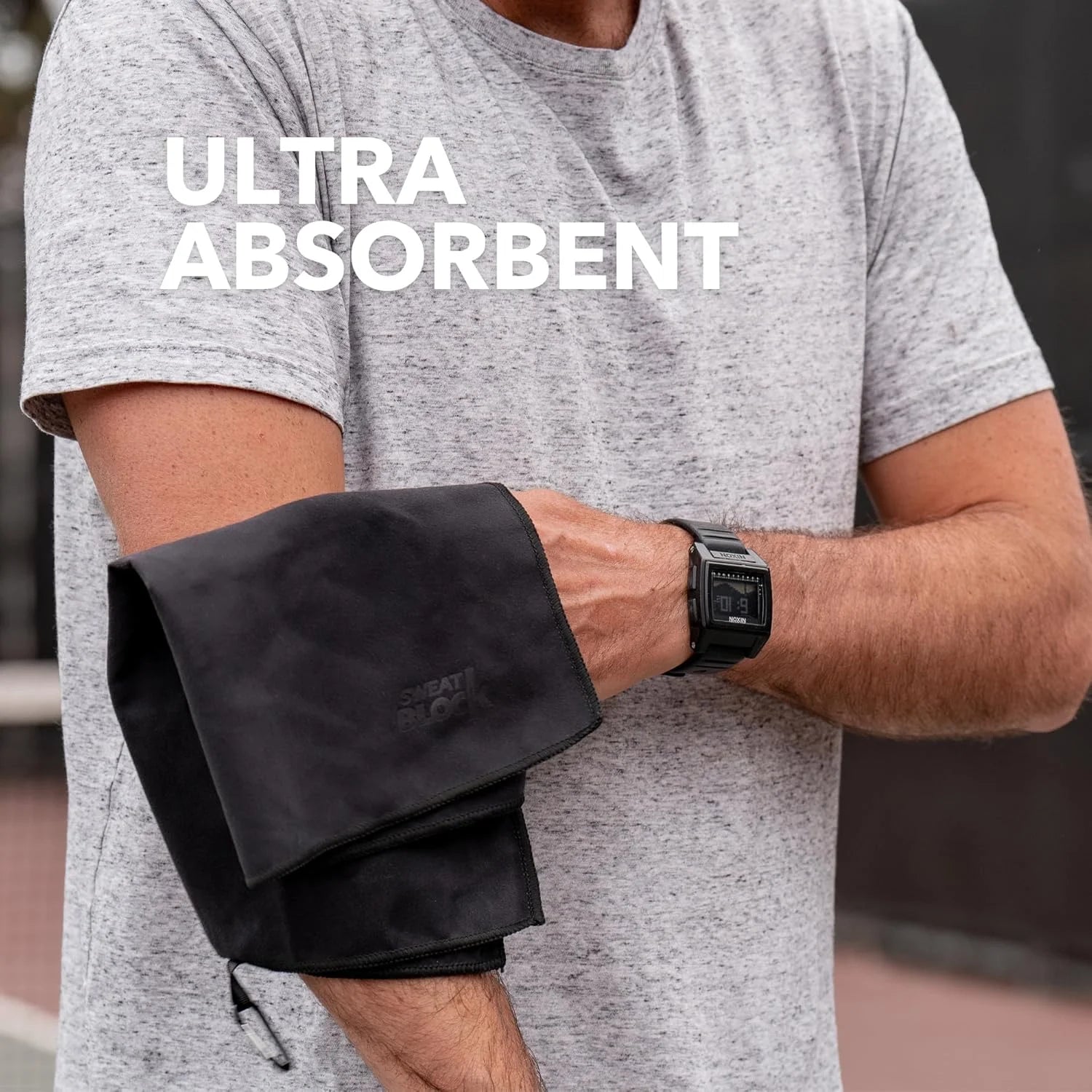 Sweatblock Microfiber Sweat Absorbing Handkerchief - Sport, Gym, Daily Use - for Hands, Face, Body - Machine Washable, Reusable - Men & Women - 15X15 (3 Pack, Black)