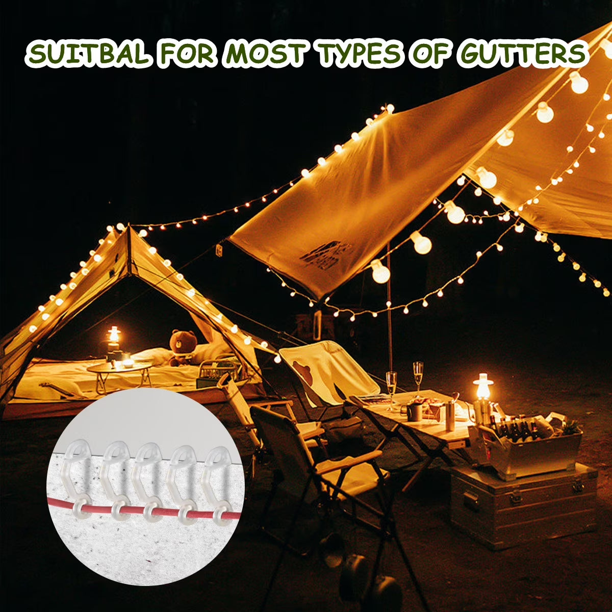 Light Clip Hooks String Light Hooks Gutter Hooks for Outdoor Light Weatherproof Light Hangers for Christmas Decoration White 120Pcs