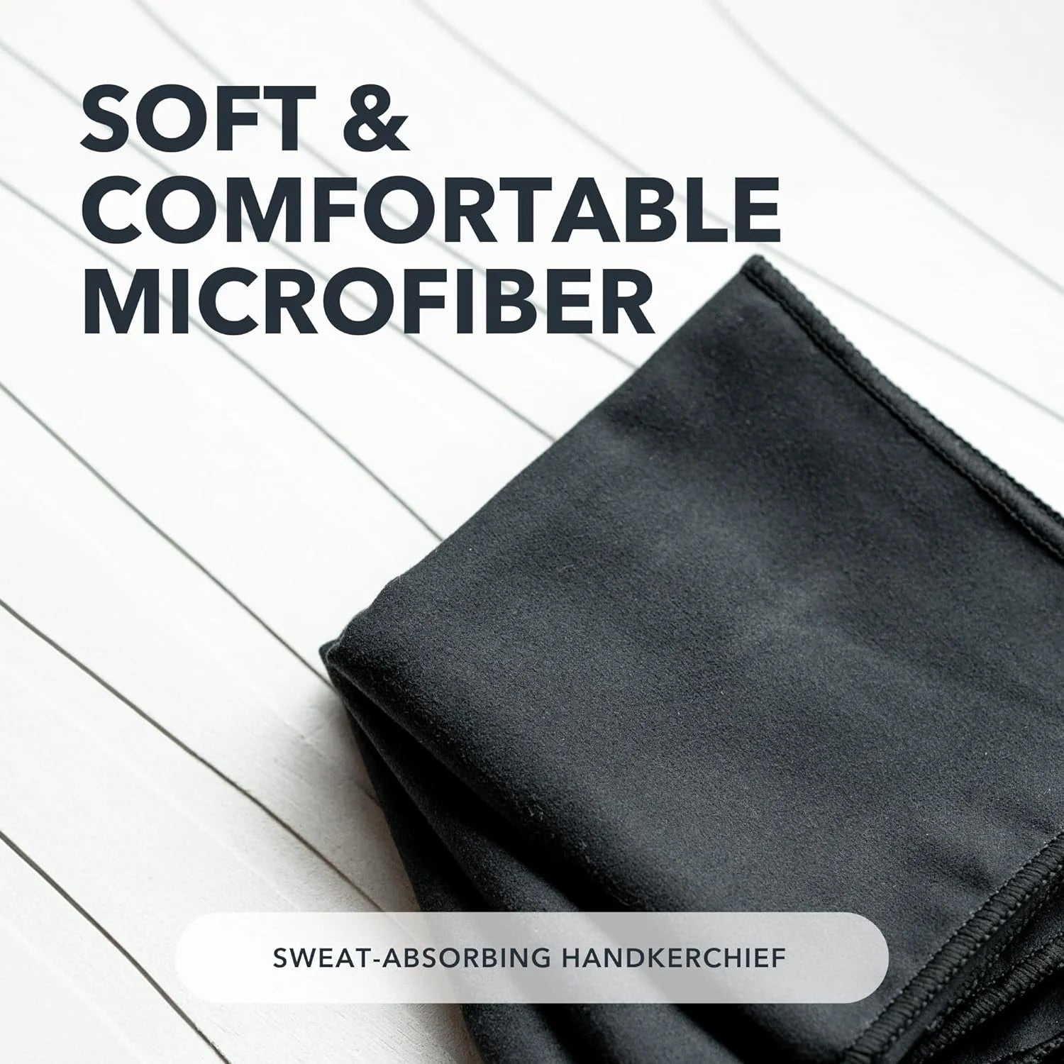 Sweatblock Microfiber Sweat Absorbing Handkerchief - Sport, Gym, Daily Use - for Hands, Face, Body - Machine Washable, Reusable - Men & Women - 15X15 (3 Pack, Black)