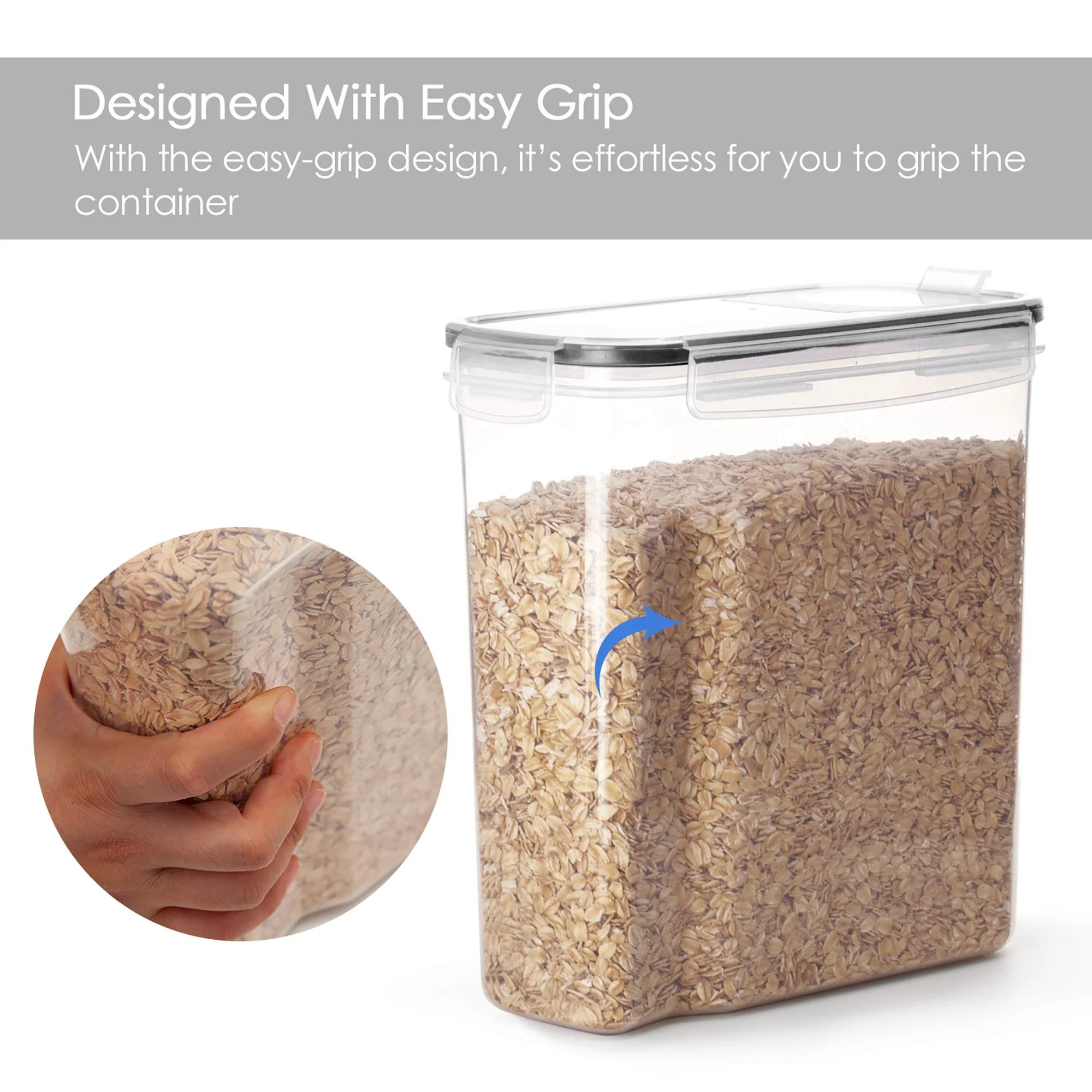 Sindcom Cereal Dispenser, 4 Pcs Plastic Airtight Food Storage Containers, for Snacks and Sugar, 84.5 Fl Oz, SMALL