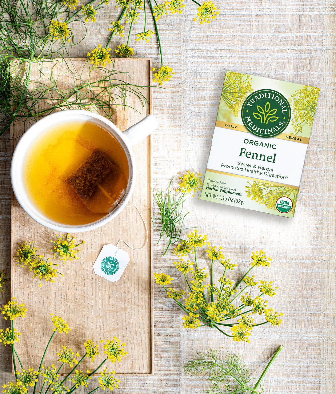 Traditional Medicinals Organic Fennel Tea – Herbal Digestive Support (6x16 Bags)