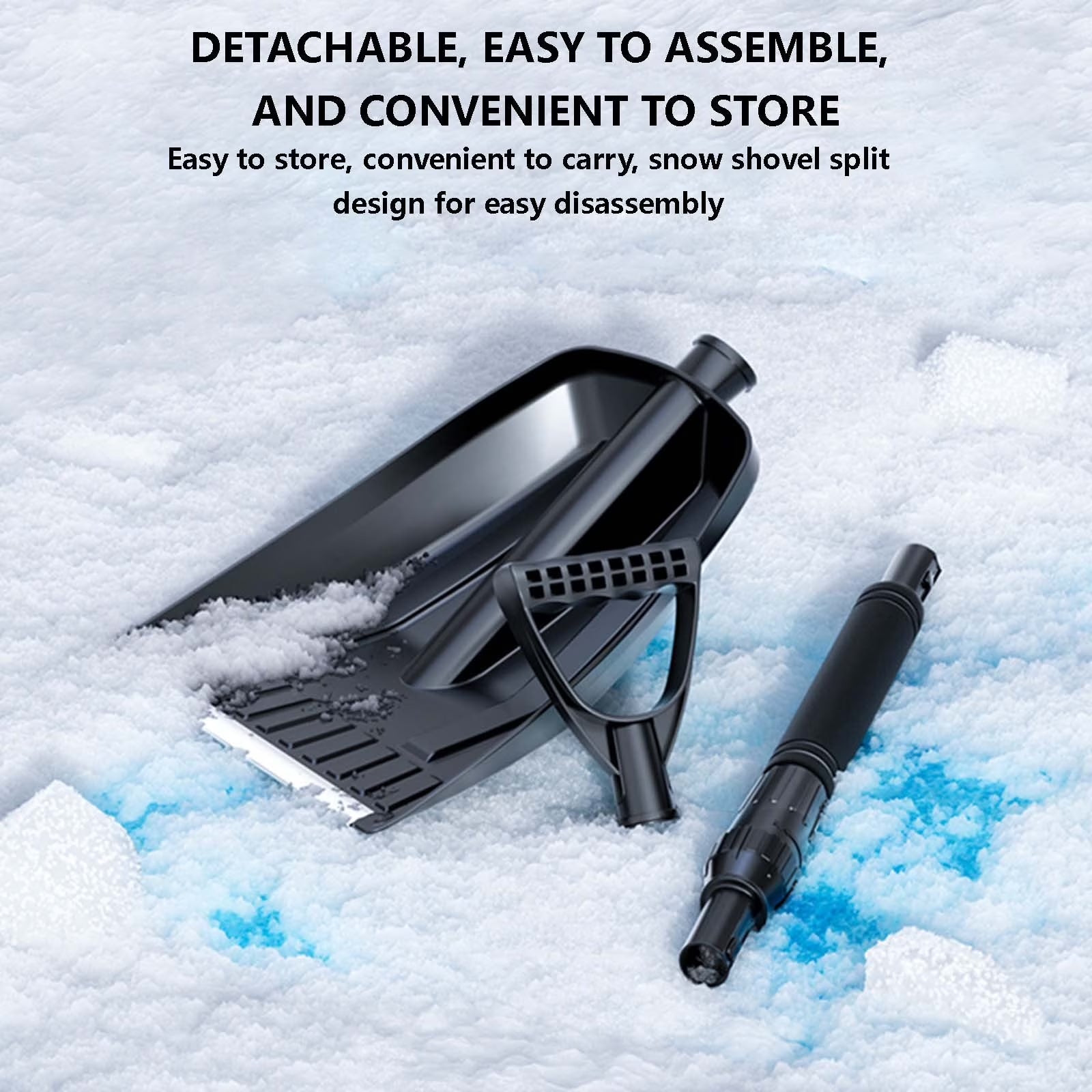 KQJQS Winter Snow Removal Shovel with Detachable Installation Snow Shovel Set, Thickened and Enlarged Snow Removal Push Snow Shovel, Car Mounted Snow Shovel