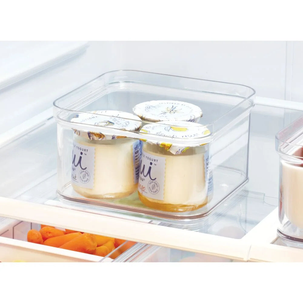 Idesign Crisp Bpa-Free Plastic Stackable Refrigerator Square Storage Bin, Clear, 6.32" X 6.32" X 3.76"