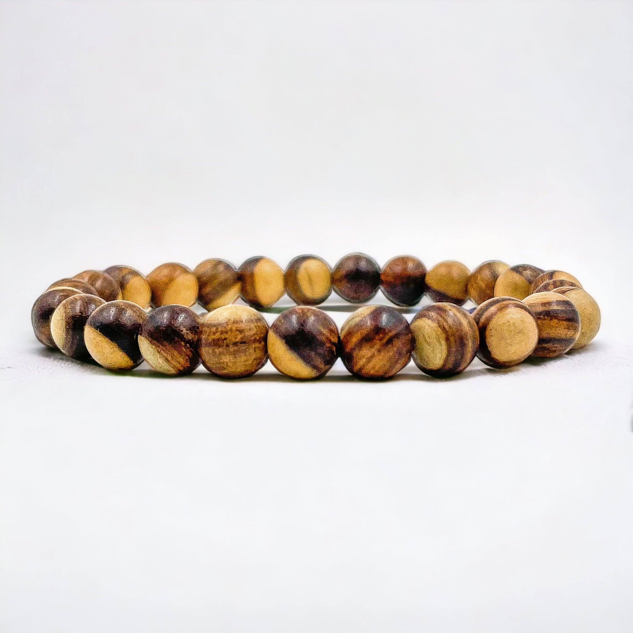 Union – Dual Brown Sandalwood Mala Beaded Bracelet | Handmade 8mm Natural Wooden Jewelry