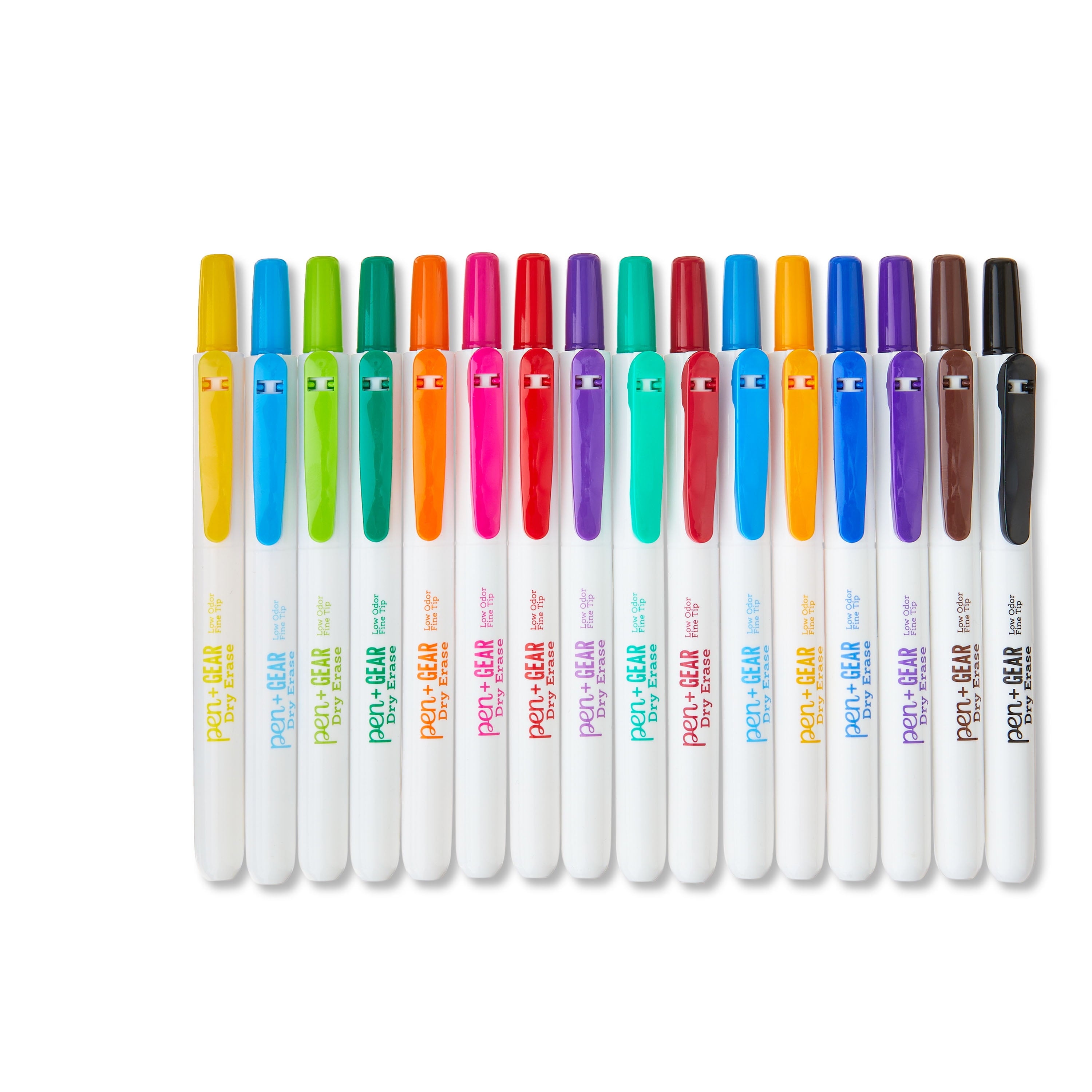 Pen+Gear Low-Odor Retractable Dry Erase Markers, Fine Point, Muti Colors, 16 Count