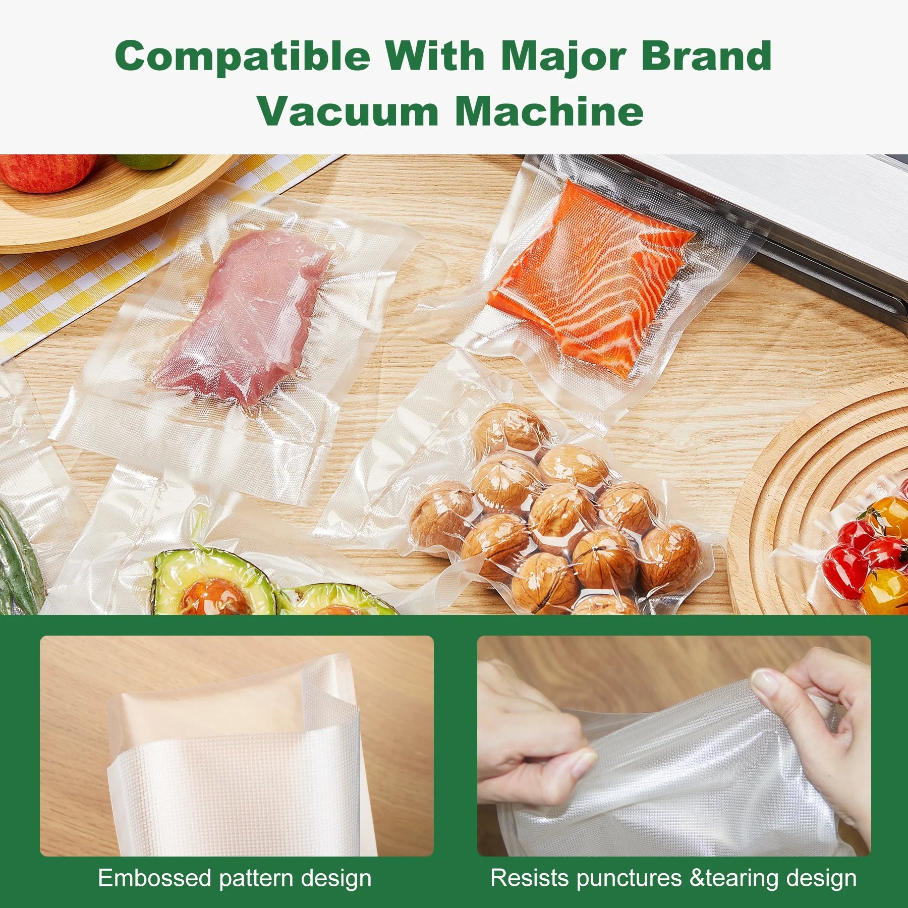 Bonsenkitchen Vacuum Sealer Bags, BPA Free Freezer Bags, 6" X 10" X 100 Count