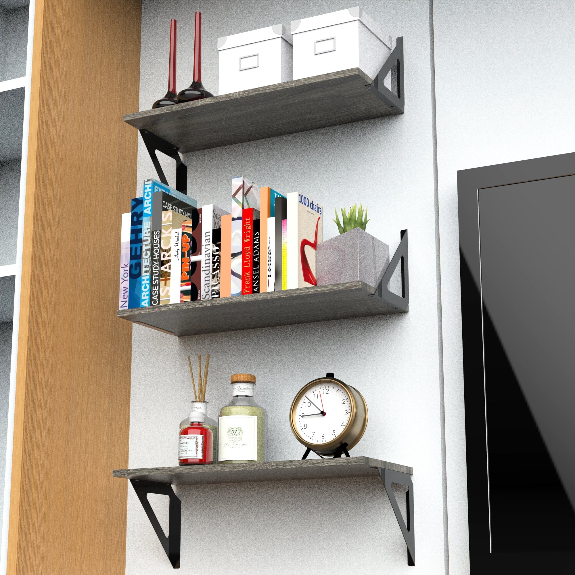 Hyper Tough 6 In. X 15 3/4 In. Rustic Gray Laminated Wood Shelf