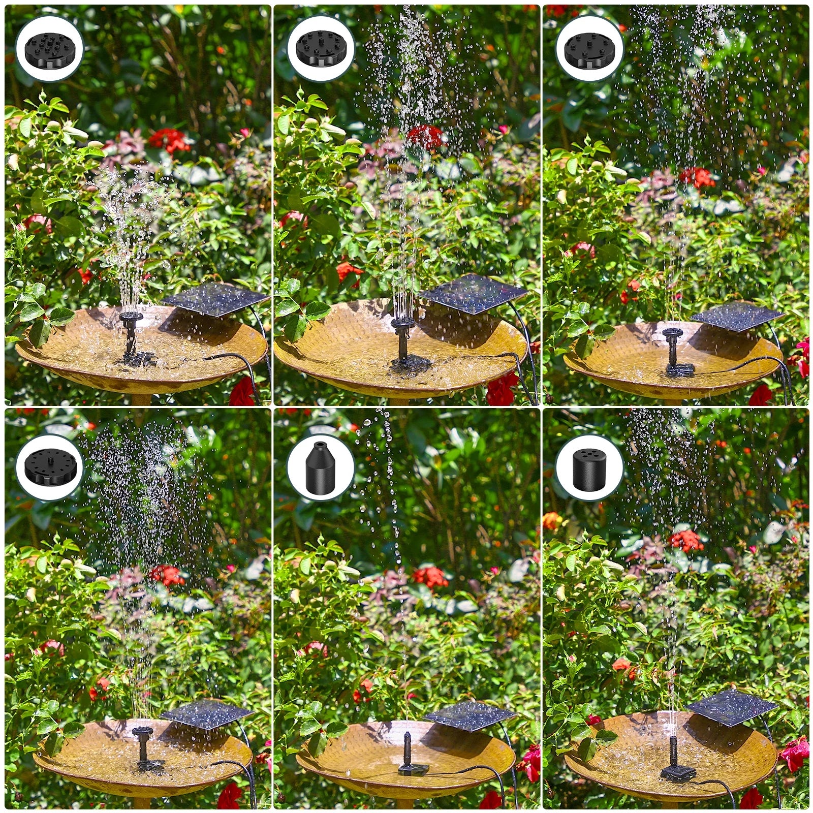 AISITIN Solar Fountain Water Pump, 1.5W Solar Powered Bird Bath Fountain, Submersible Water Pump Kit Solar Panel Kits for Outdoor Pool, Small Pond, Garden Fish Tank