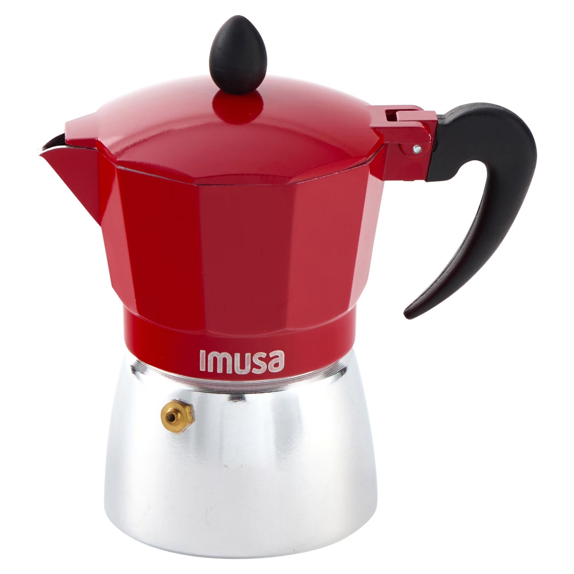 IMUSA 3Cup Cast Aluminum Stovetop Coffeemaker with Red Top