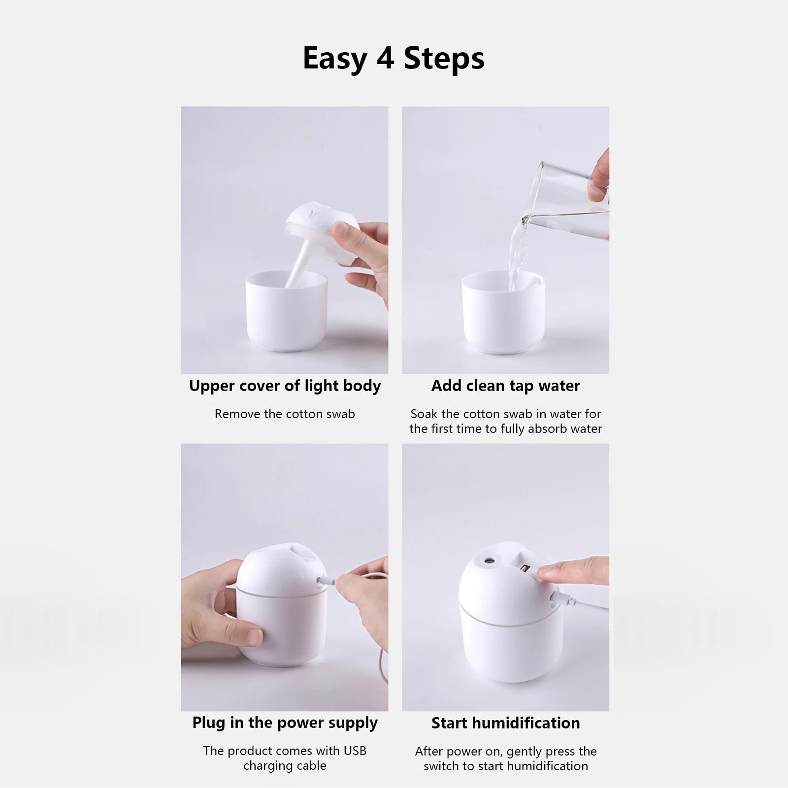Vikakiooze 2023 Promotion on Sale, U Humidifier with Light ,Quiet Cool Mist Humidifier for Bedroom and Office ,Plants, Easy to Clean
