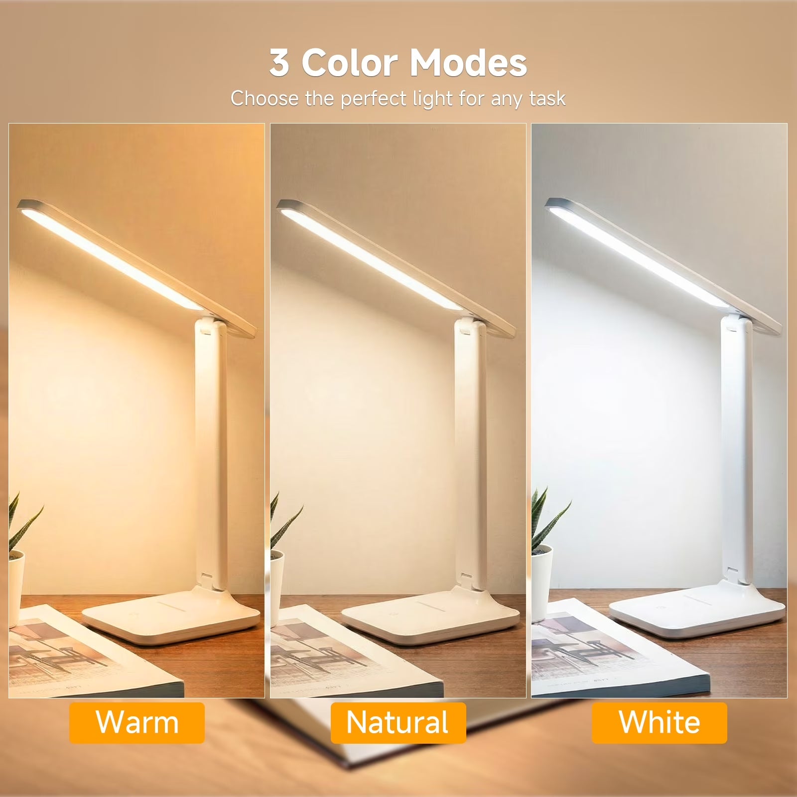 NOYAFA LED Desk Lamp, 3 Lighting Modes Dimmable, Eye-Caring with USB Port, for Home Office Study