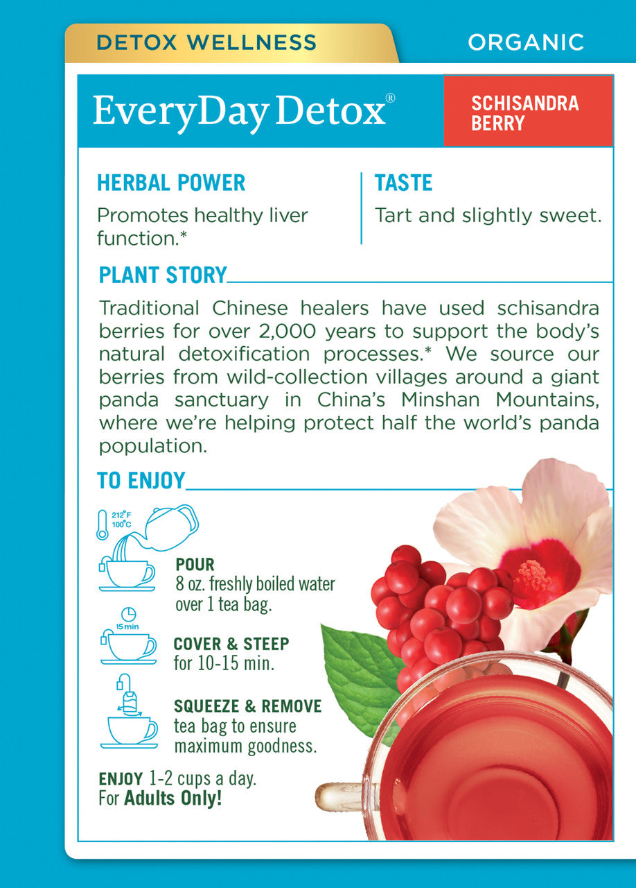 Traditional Medicinals Organic Everyday Detox Herbal Tea with Schisandra Berry – Liver & Kidney Support (6x16 Bags)