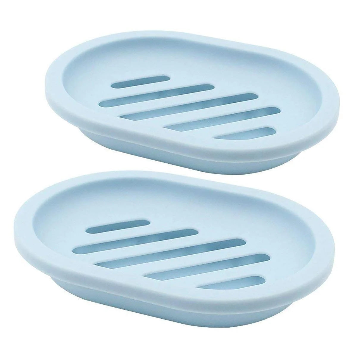 Qishi 2-Pack Soap Dish with Drain, Soap Holder, Soap Saver, Easy Cleaning, Dry, Stop Mushy Soap (Blue)
