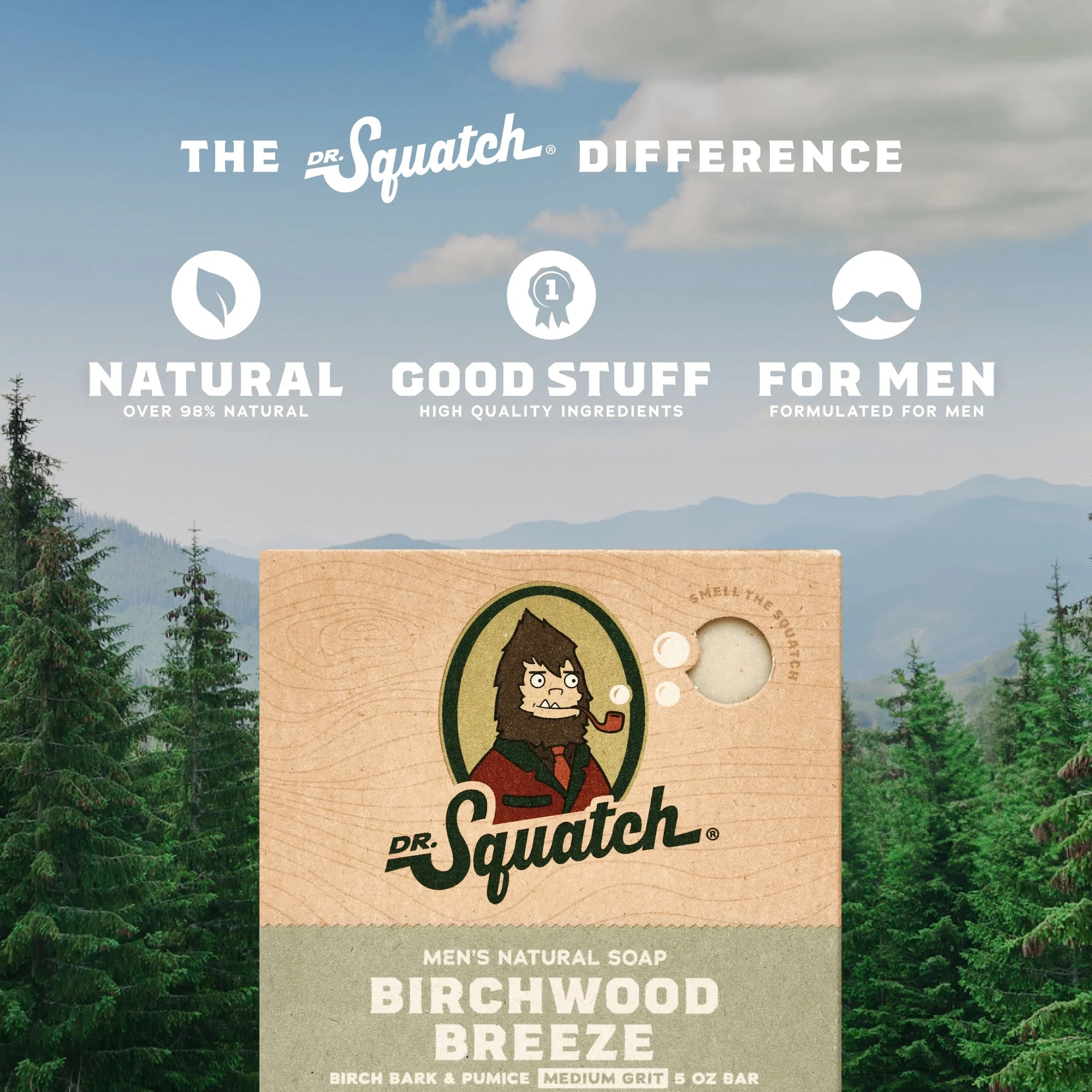 Dr. Squatch Birchwood Breeze Natural Bar Soap for Men, 5 Oz