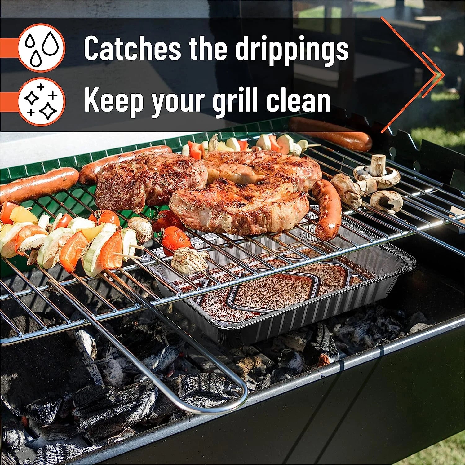 UNCO- Grill Drip Pans Aluminum, 7.5 X 5, 22Pcs, Drip Pan Liners, Grease Pan Liner, Grill Drip Pans for Outdoor Grill, Grill Grease Pan Liners, Grill Drip Pan, Aluminum Drip Pans, Drip Pan for Grill
