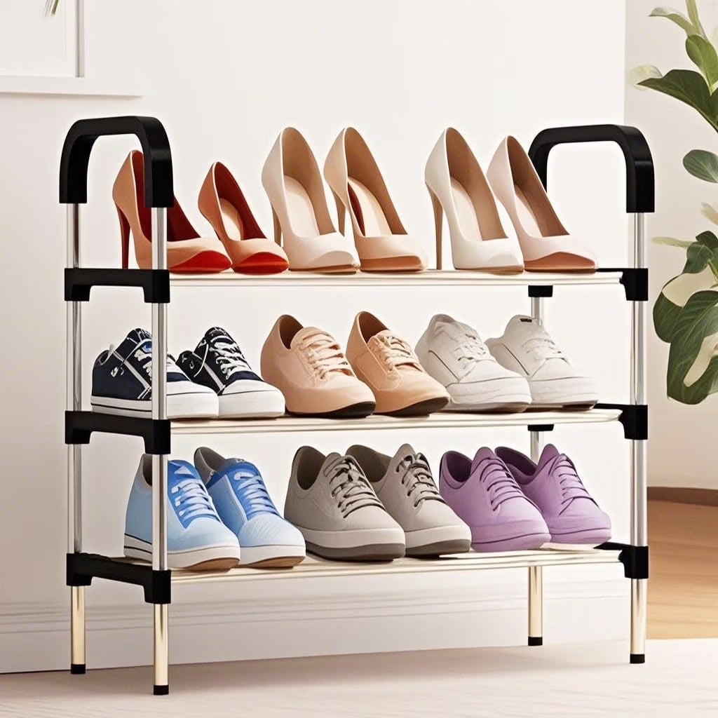 YOYTOO 5 Tier Shoe Rack, Stackable Metal 15 Pairs Shoes Organizer Storage Shelf for Closet Door Entryway