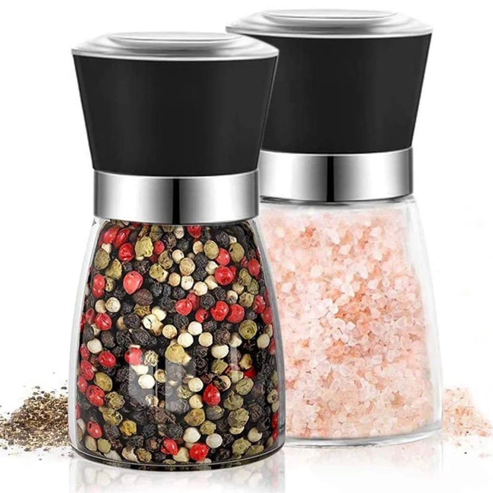 Salt and Pepper Grinder Set of 2 - Adjustable Ceramic Sea Salt Grinder & Pepper Grinder ，Salt and Pepper Shakers Set - Pepper Mill & Salt Mill